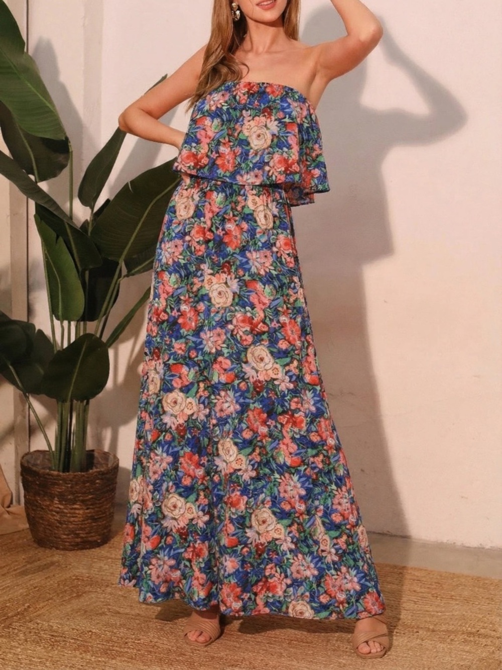 Bloom Party Strapless Maxi Dress
